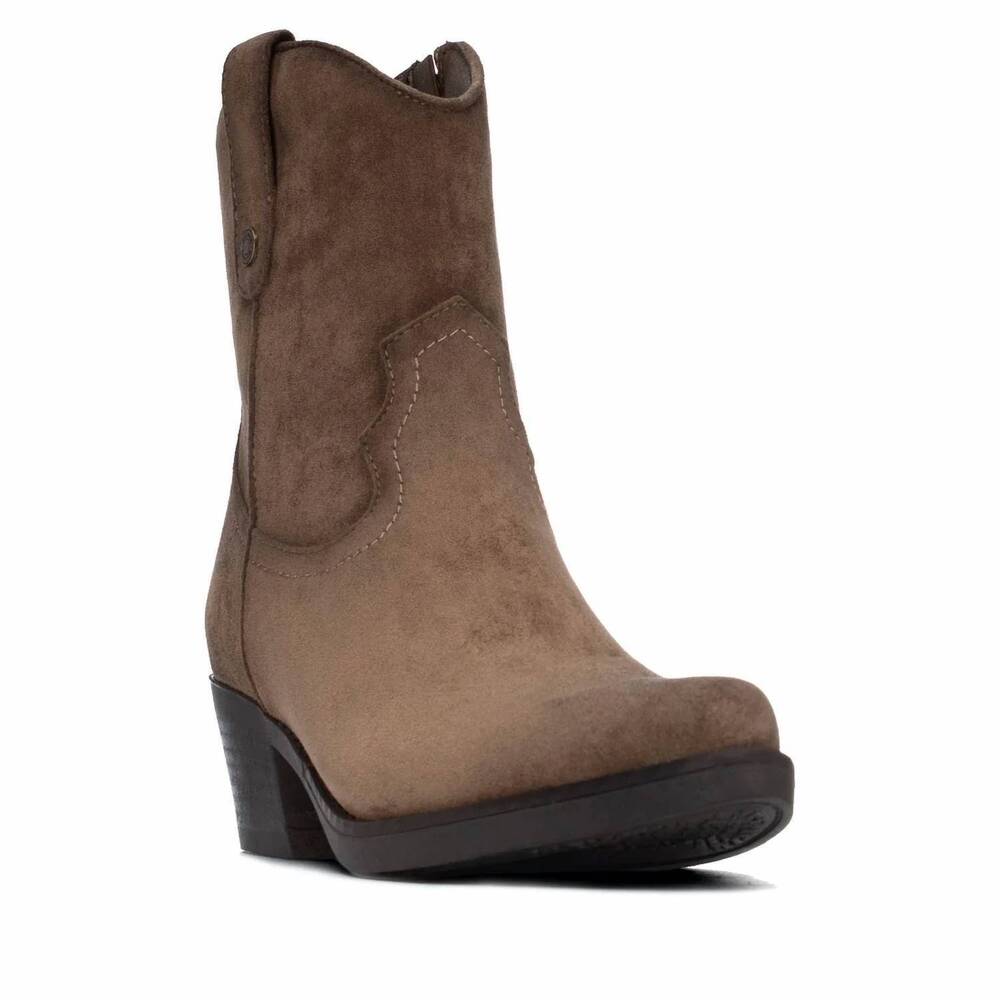 NEW REFRESH women's italian western suede ankle booties in taupe